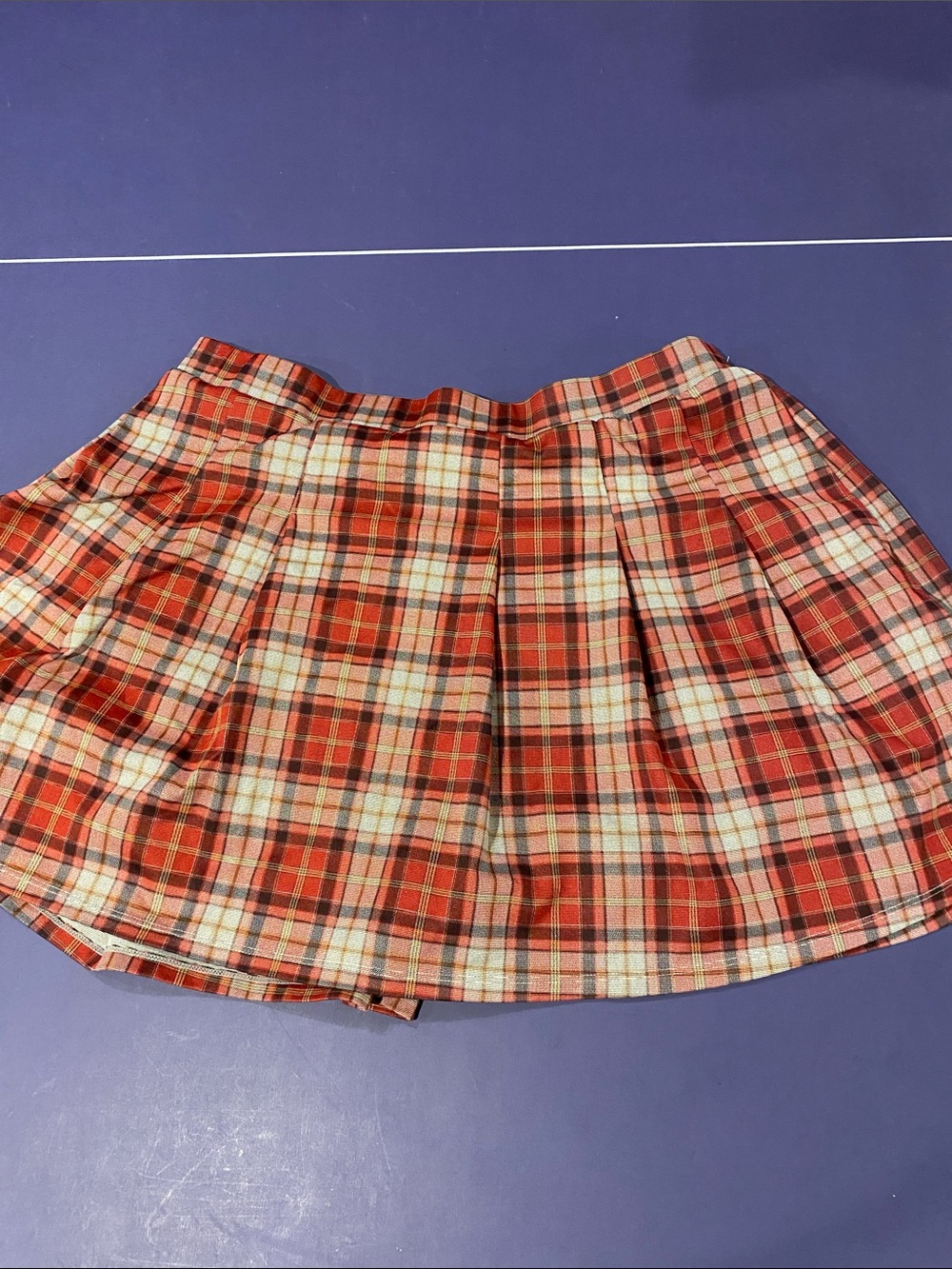 Plaid Red Pleated Mini Skirt